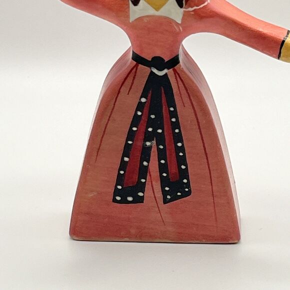 Vintage Russian Folk Art Hand Painted Doll Detailed Face Pink Dress 4.5” - Picture 3 of 7